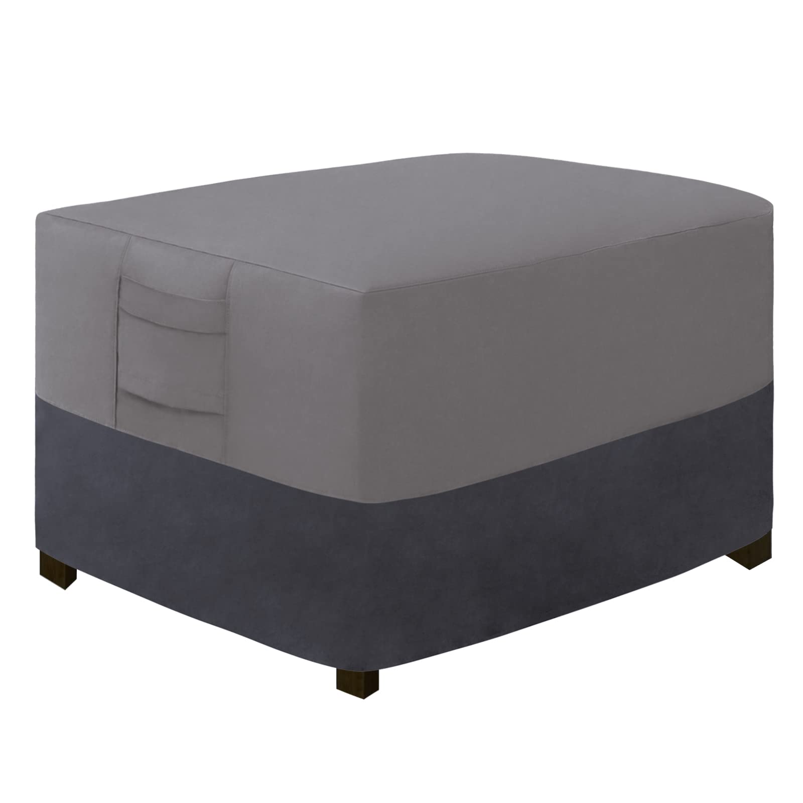 Easy-Going Outdoor Ottoman Cover, Waterproof Patio Ottoman Cover, Heavy Duty Patio Rectangular Coffee Table Cover With Padded Ha