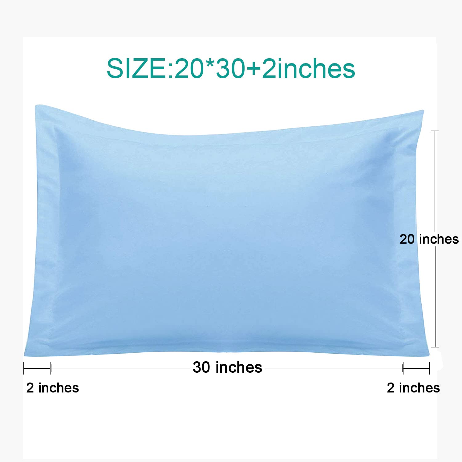 Ntbay 100% Brushed Microfiber Queen Pillow Shams Set Of 2, Super Soft And Cozy, Wrinkle, Fade, Stain Resistant 20X30 Inches Oxford Pillowcases, Sky Blue