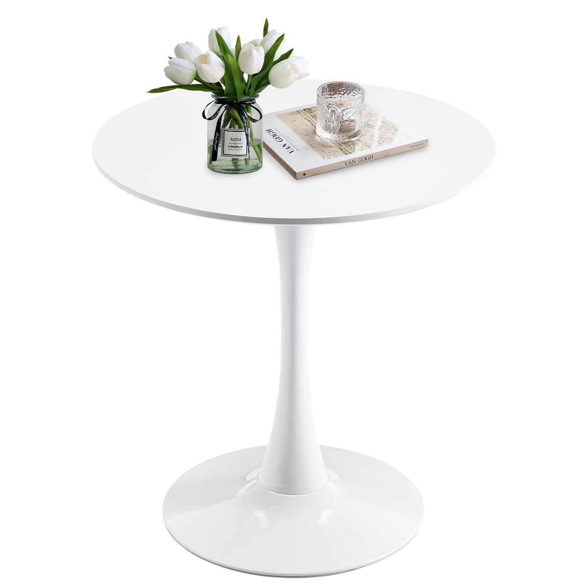Rongbuk 27.5' Small Round Dining Table, Modern Tulip Style Table For 1-2 People, Space-Saving Table For Dining Room, Kitchen, O