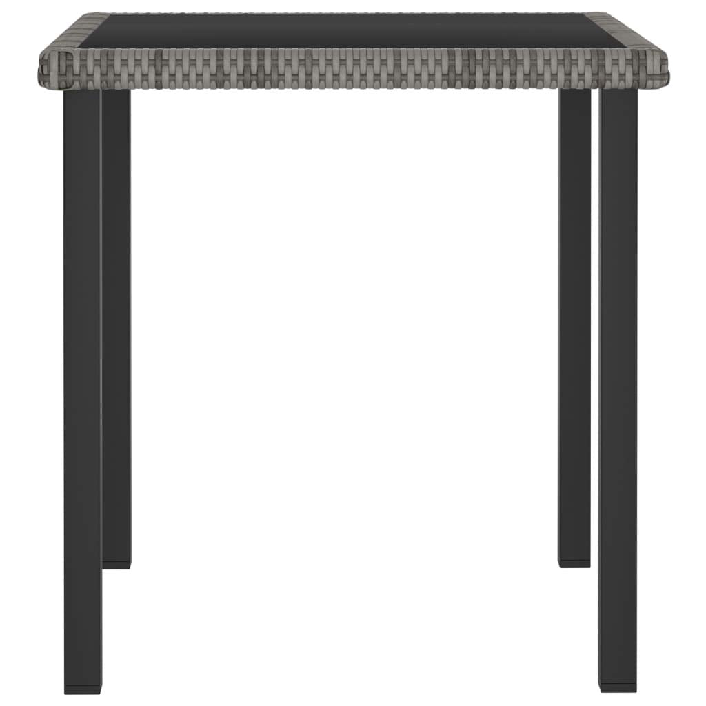 vidaXL Outdoor Patio Dining Table - Compact and Durable - Gray PE Rattan and Powder-Coated Steel Construction with Tempered Glass Top - Modern Style - 27.6"x27.6"x28.7"