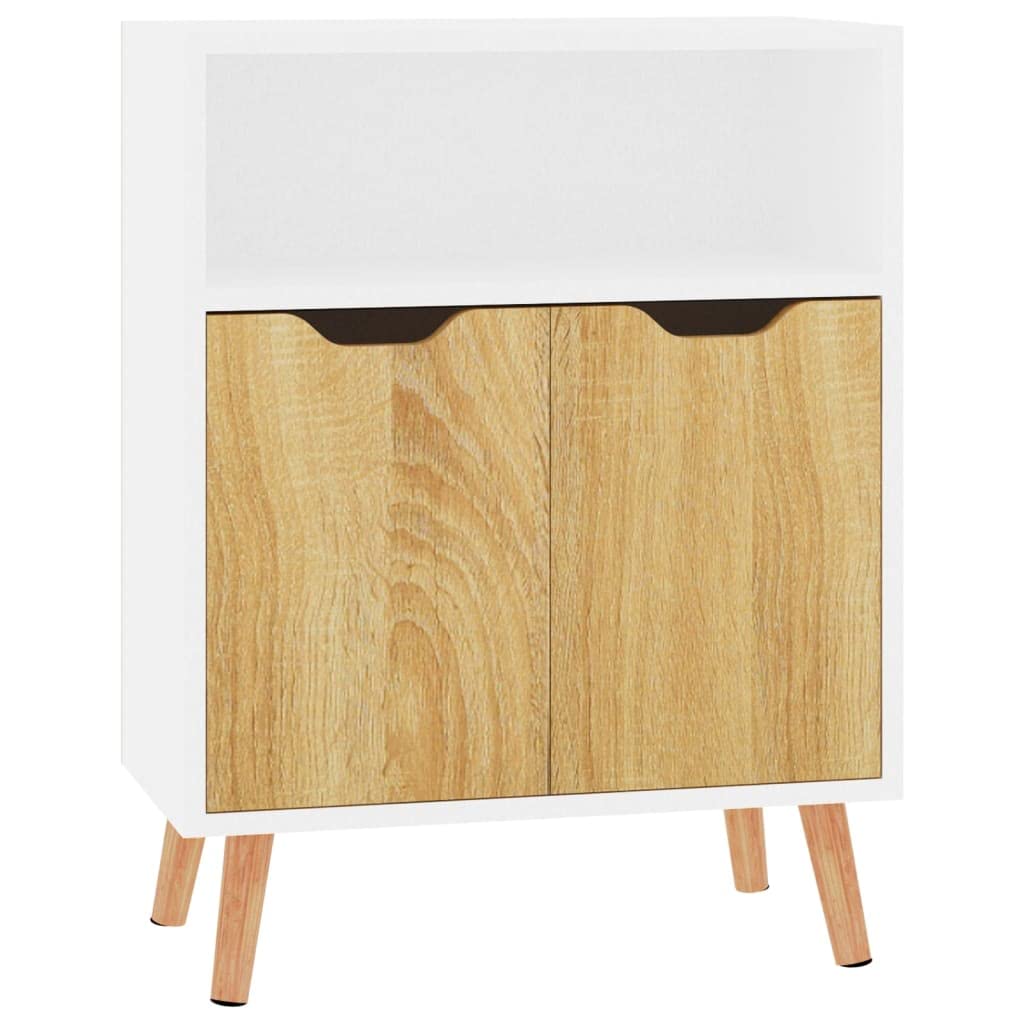 vidaXL Sideboard White and Sonoma Oak 23.6&quot;x11.8&quot;x28.3&quot; Chipboard