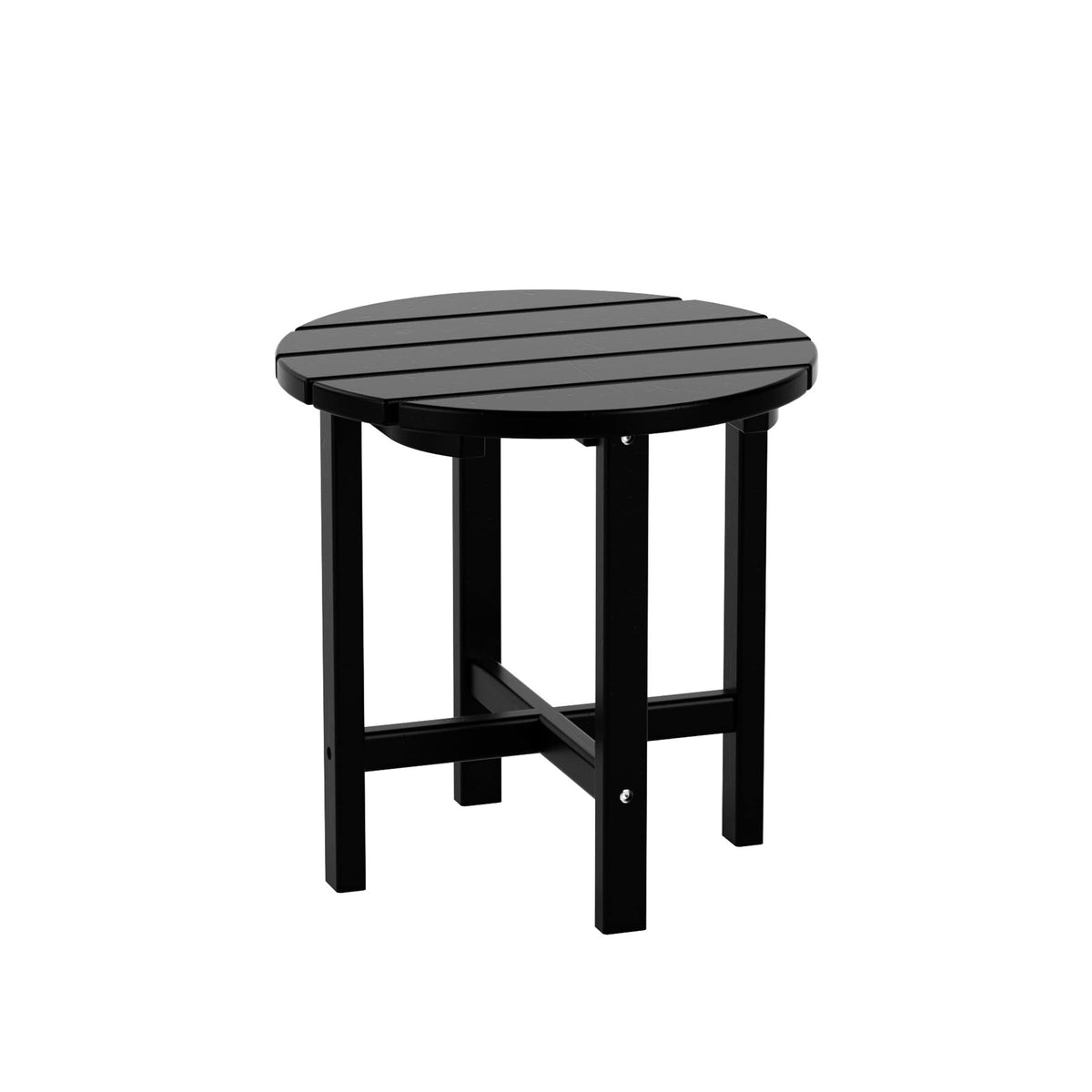 Costaelm Round Outdoor Side Tables, Adirondack Patio Tables For Outside, Hdpe Patio End Table Weather Resistant, Balcony Table For Pool, Seaside, Backyard, Porch, Indoor Companion, Black
