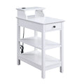 Benjara Wooden Frame Side Table With 3 Open Compartments And 1 Drawer, White