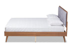 Baxton Studio Larue Modern and Contemporary Grey Velvet Fabric Upholstered and Walnut Brown Finished Wood King Size Platform Bed