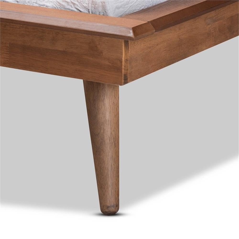 Baxton Studio Karine Mid-Century Modern Walnut Brown Finished Wood Twin Size Platform Bed Frame