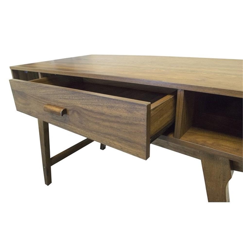 Os Home And Office Model Mid Century One Drawer And Sturdy Legs Desk, Brown