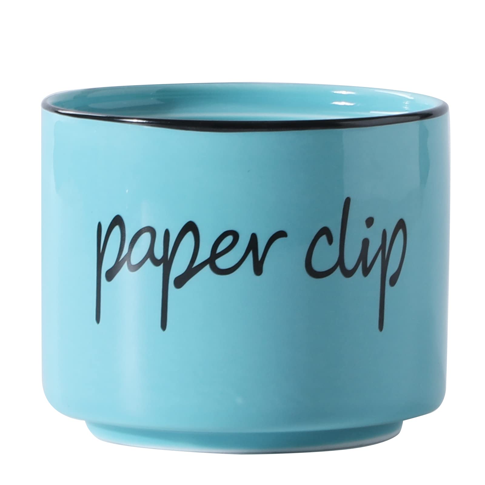 Farmhouse Paper Clip Holders,Ceramic Binder Clip Dispenser Organizer For Desk ,Cute Office Push Pins Holder (Turquoise)