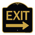 Signmission Designer Series Sign - Exit With Right Arrow | Black & Gold 18' X 18' Heavy-Gauge Aluminum Architectural Sign | Pr