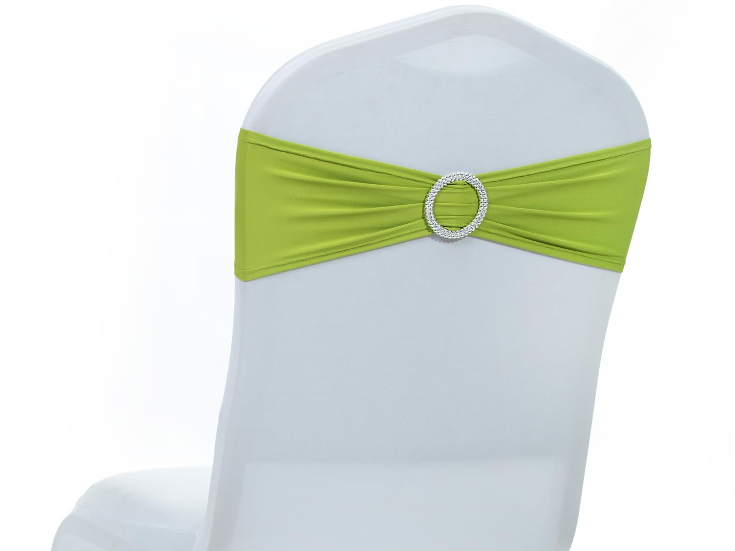 Mds Pack Of 50 Spandex Chair Sashes Bow Sash Elastic Chair Bands Ties With Buckle For Wedding And Events Decoration Spandex Slider Sashes Bow - Apple Green