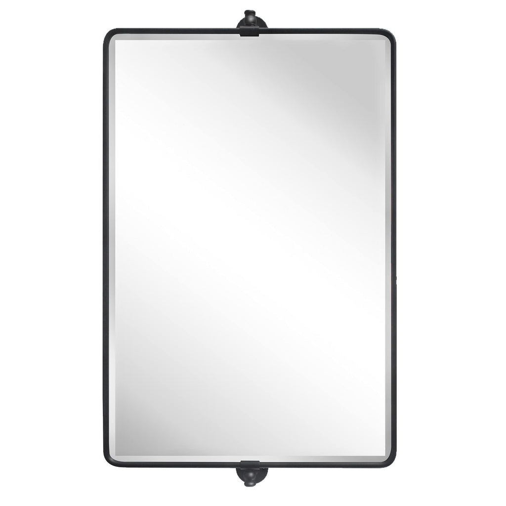 Tehome Horizontal Pivot Mirror Black Tilt Mirror For Bathroom Beveled Metal Framed Pivoting Rectangle Bathroom Mirror, 35X23''