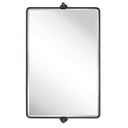 Tehome Horizontal Pivot Mirror Black Tilt Mirror For Bathroom Beveled Metal Framed Pivoting Rectangle Bathroom Mirror, 35X23''