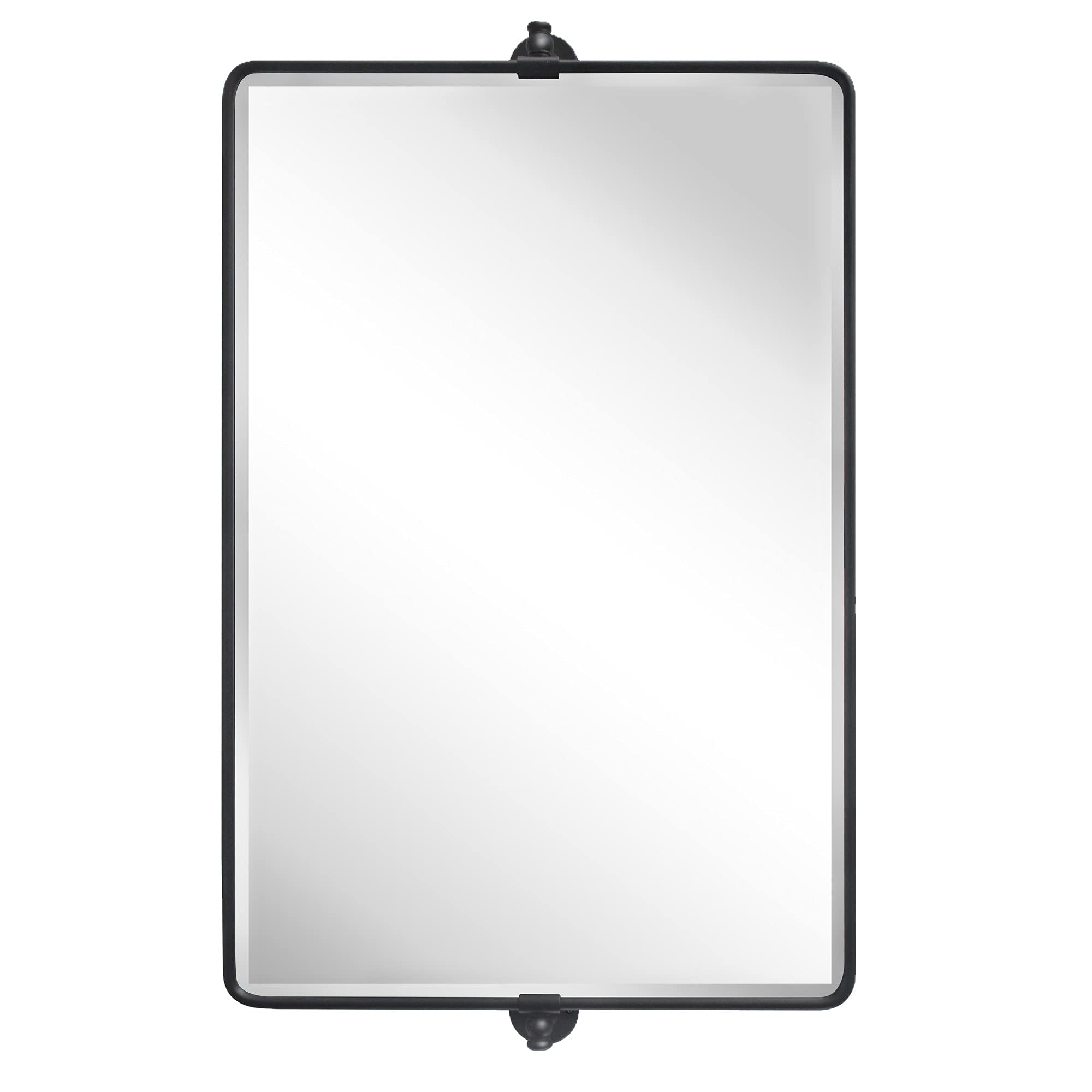 Tehome Horizontal Pivot Mirror Black Tilt Mirror For Bathroom Beveled Metal Framed Pivoting Rectangle Bathroom Mirror, 35X23''