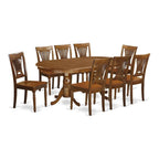 East West Furniture PLAI9-SBR-W 9 Piece Dining Room Table Set Includes an Oval Wooden Table with Butterfly Leaf and 8 Kitchen Dining Chairs, 42x78 Inch, Saddle Brown