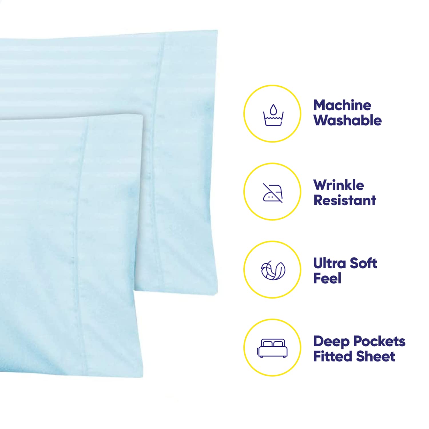 Full Size Bed Sheets - 6 Piece 1500 Supreme Collection Fine Brushed Microfiber Deep Pocket Full Sheet Set Bedding - 2 Extra Pillow Cases, Great Value, Full, Dobby Light Blue