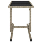 vidaXL Patio Table Patio Garden Table for Picnic with Glass Top PE Rattan Beige