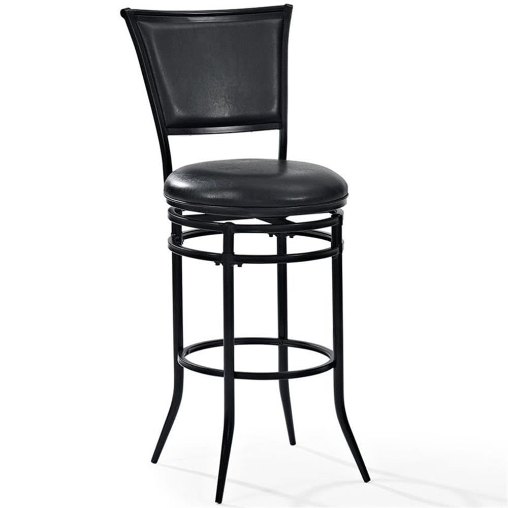 Crosley Furniture Rachel Bar Stool with Upholstered Seat and Back, Black with Black Cushion, 30-inch