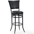 Crosley Furniture Rachel Bar Stool with Upholstered Seat and Back, Black with Black Cushion, 30-inch