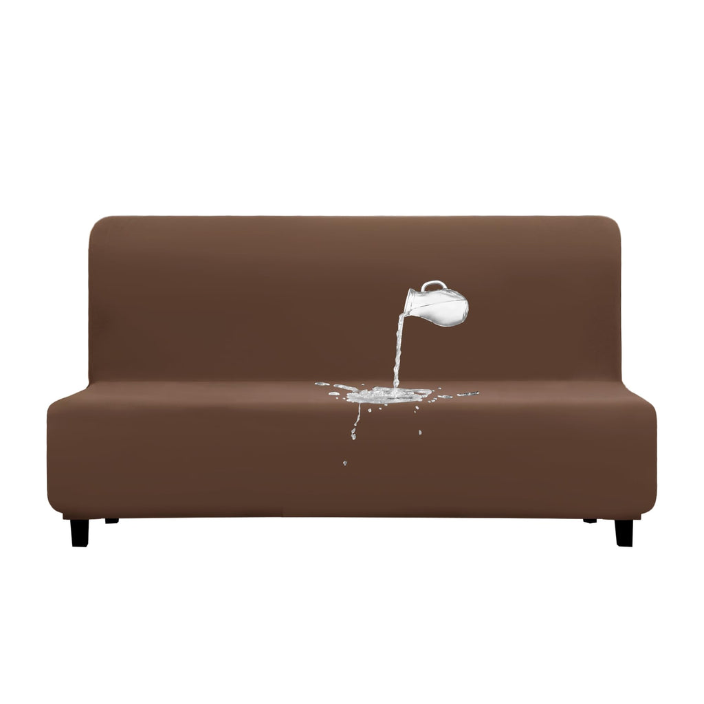 Purefit 100% Dual Waterproof Futon Cover, Waterproof Couch Cover For Futon - Stretch Non Slip Fleece Sofa Covers Washable, Leakproof Furniture Protector For Kids, Pets, Dog (Futon, Brown)