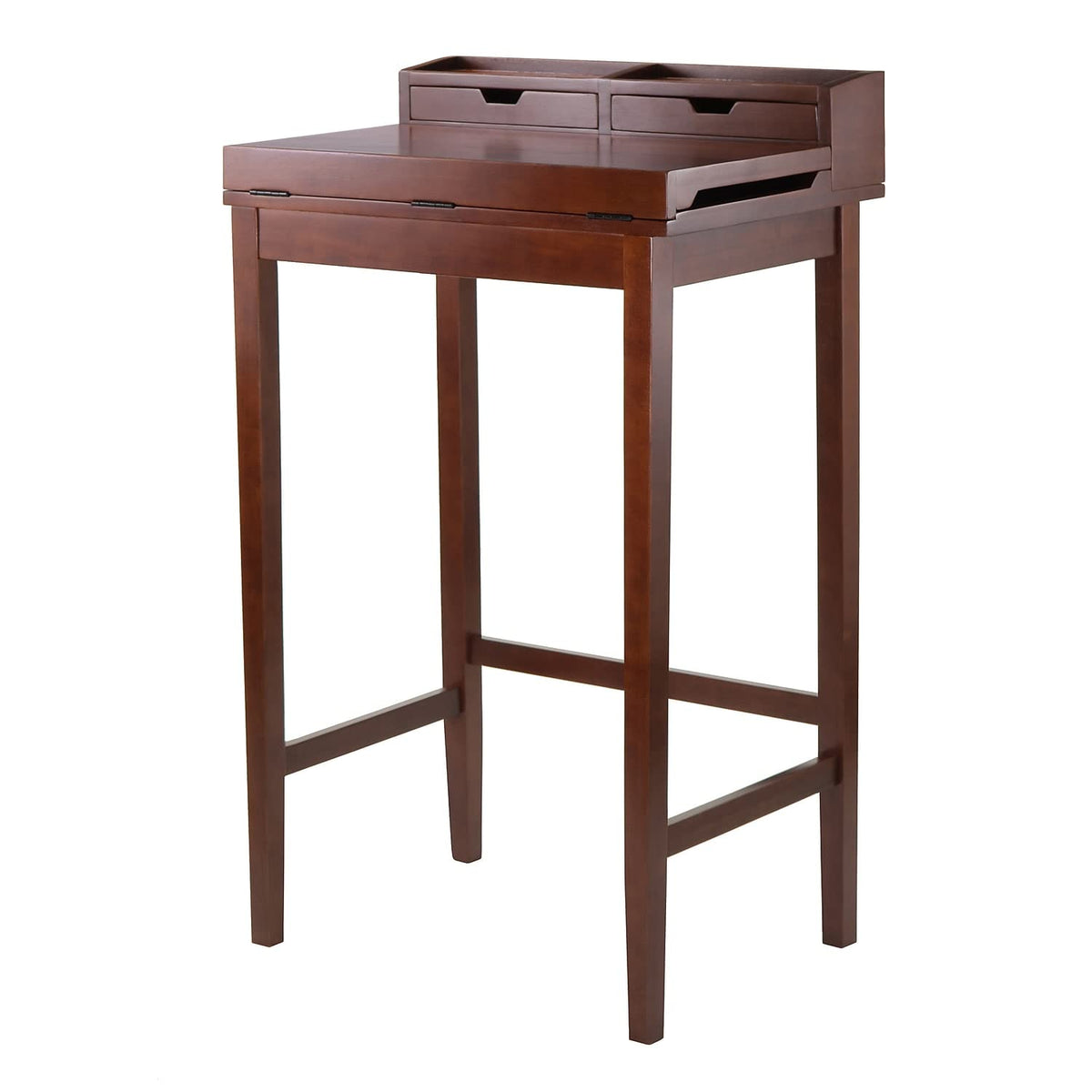 Winsome 94628 High Desk With Flip-Out Writing Area And Hutch, Walnut