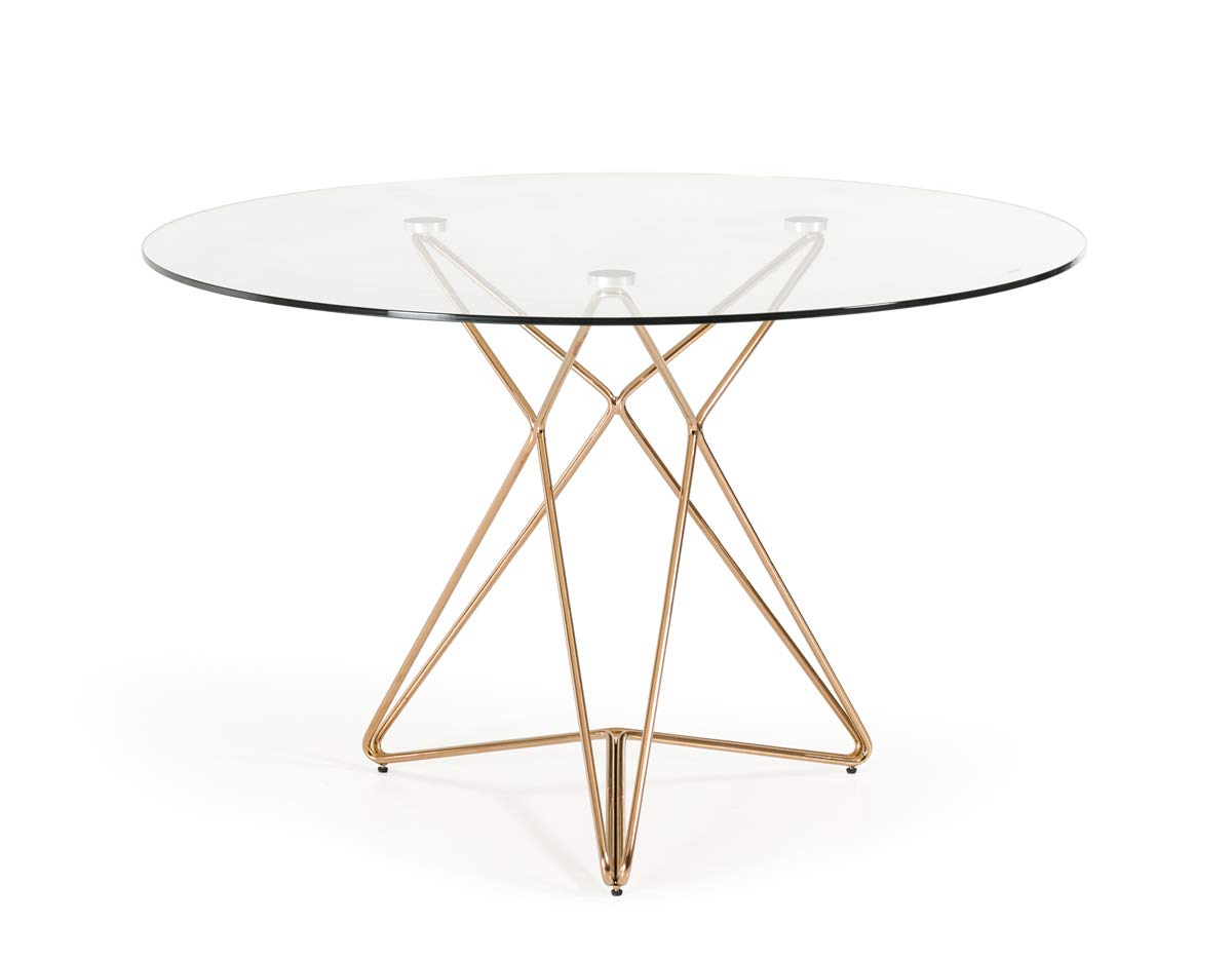 HomeRoots Glass, Steel 30' Glass and Steel Round Dining Table