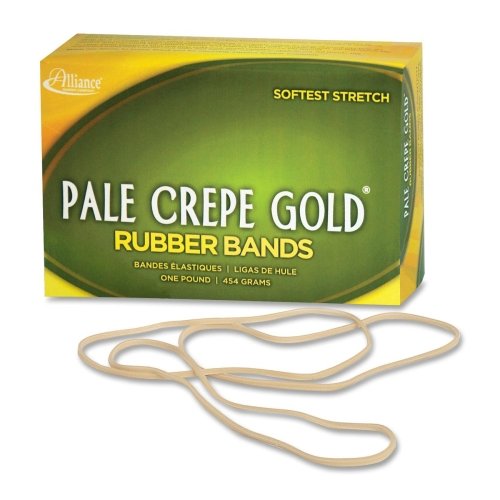 Wholesale Case Of 25 - Alliance Pale Crepe 1Lb Box Gold Rubber Bands-Rubber Bands,Size 117B,1Lb,7'X1/8',Approx. 300/Bx,Nl