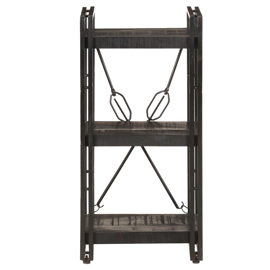 vidaXL Industrial Style 3-Tier Bookcase - Black Solid Mango Wood with Steel Frame - Perfect for Home or Office Storage, Display, and Decor