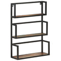 vidaXL Solid Reclaimed Wood Wall Shelf with Iron Frame - 23.6"x7.9"x33.5" - Industrial Style Wooden Storage Organizer with 3 Shelves