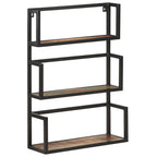 vidaXL Solid Reclaimed Wood Wall Shelf with Iron Frame - 23.6"x7.9"x33.5" - Industrial Style Wooden Storage Organizer with 3 Shelves