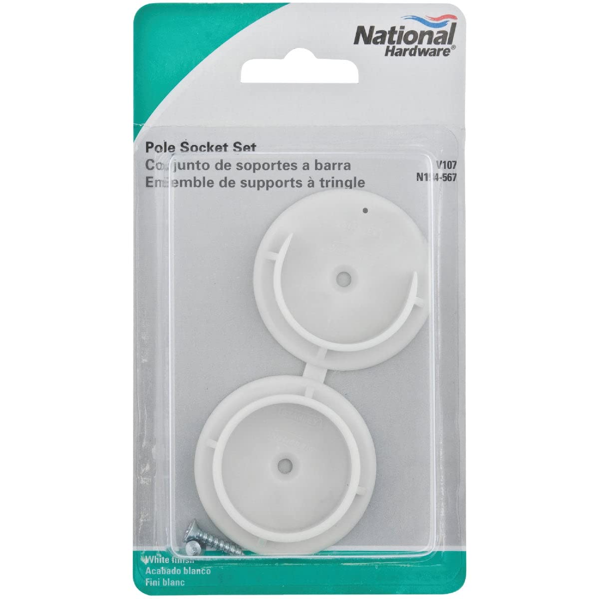 Stanley N154-567 Pr/1 X 7: John Sterling Closet Pole Sockets (Bc-0037), Pack Of 1, White