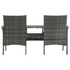 vidaXL Modern 2-Seater Patio Sofa with Tea Table - Weather-Resistant & Lightweight - Poly Rattan Outdoor Furniture Set - Anthracite