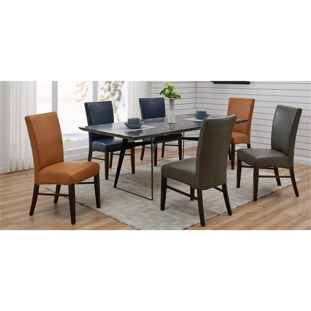 New Pacific Direct Milton Bonded Leather, Set Of 2 Dining Chairs, Vintage Gray