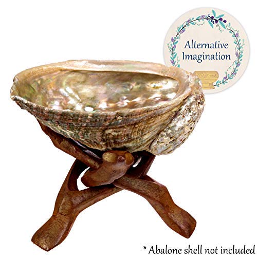 Alternative Imagination Wooden Tripod Stand - Display Stand For Home Decor, Abalone Shell, Jewelry Dish, Trinket Dish, Key Bowl,