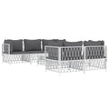 vidaXL 6 Piece Patio Lounge Set with Cushions White Steel