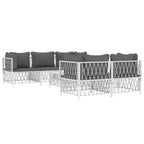 vidaXL 6 Piece Patio Lounge Set with Cushions White Steel