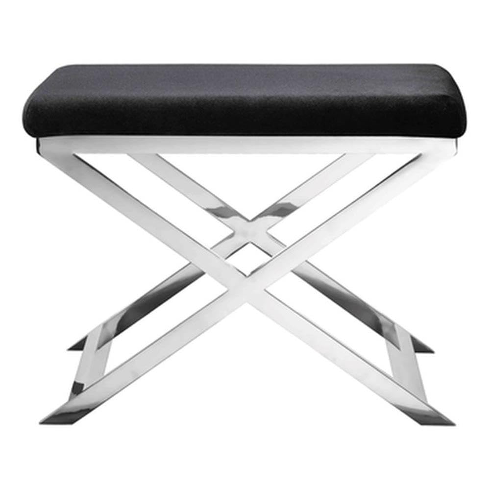 Pangea Home Lexi Stool In Faux Leather Black & Chrome Frame