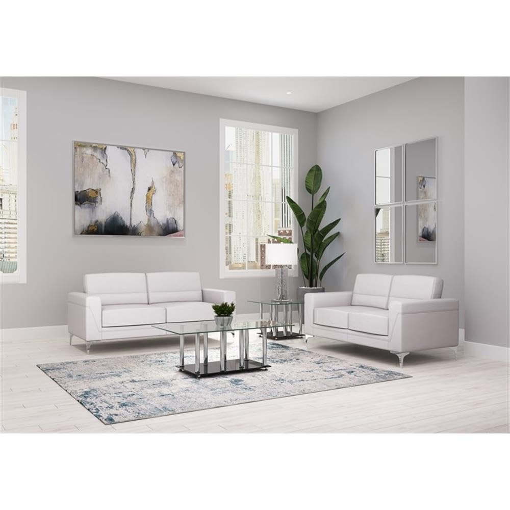 Global Furniture USA U6109 Gray Fabric PVC Loveseat with Metal Legs
