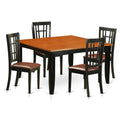 East West Furniture PFNI5-BCH-LC 5 Piece Kitchen Table Set for 4 Includes a Square Dining Room Table with Butterfly Leaf and 4 Faux Leather Upholstered Chairs, 54x54 Inch, Black & Cherry
