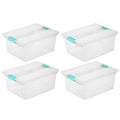 Sterilite Deep Clip Box, Stackable Small Storage Bin with Latching Lid, Plastic Container to Organize Paper, Office, Home, Clear