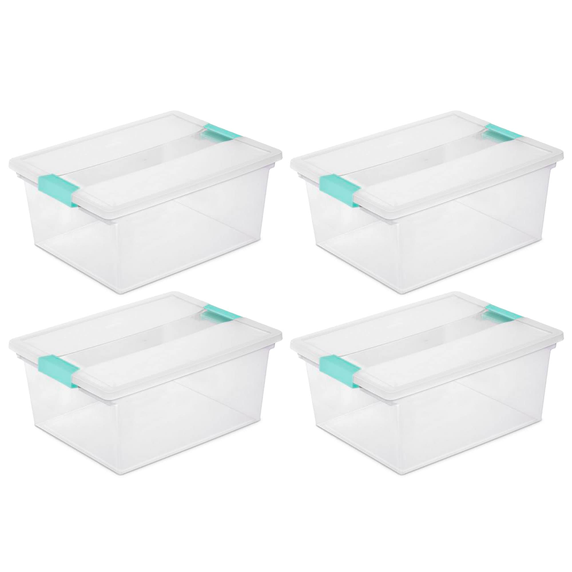 Sterilite Deep Clip Box, Stackable Small Storage Bin with Latching Lid, Plastic Container to Organize Paper, Office, Home, Clear
