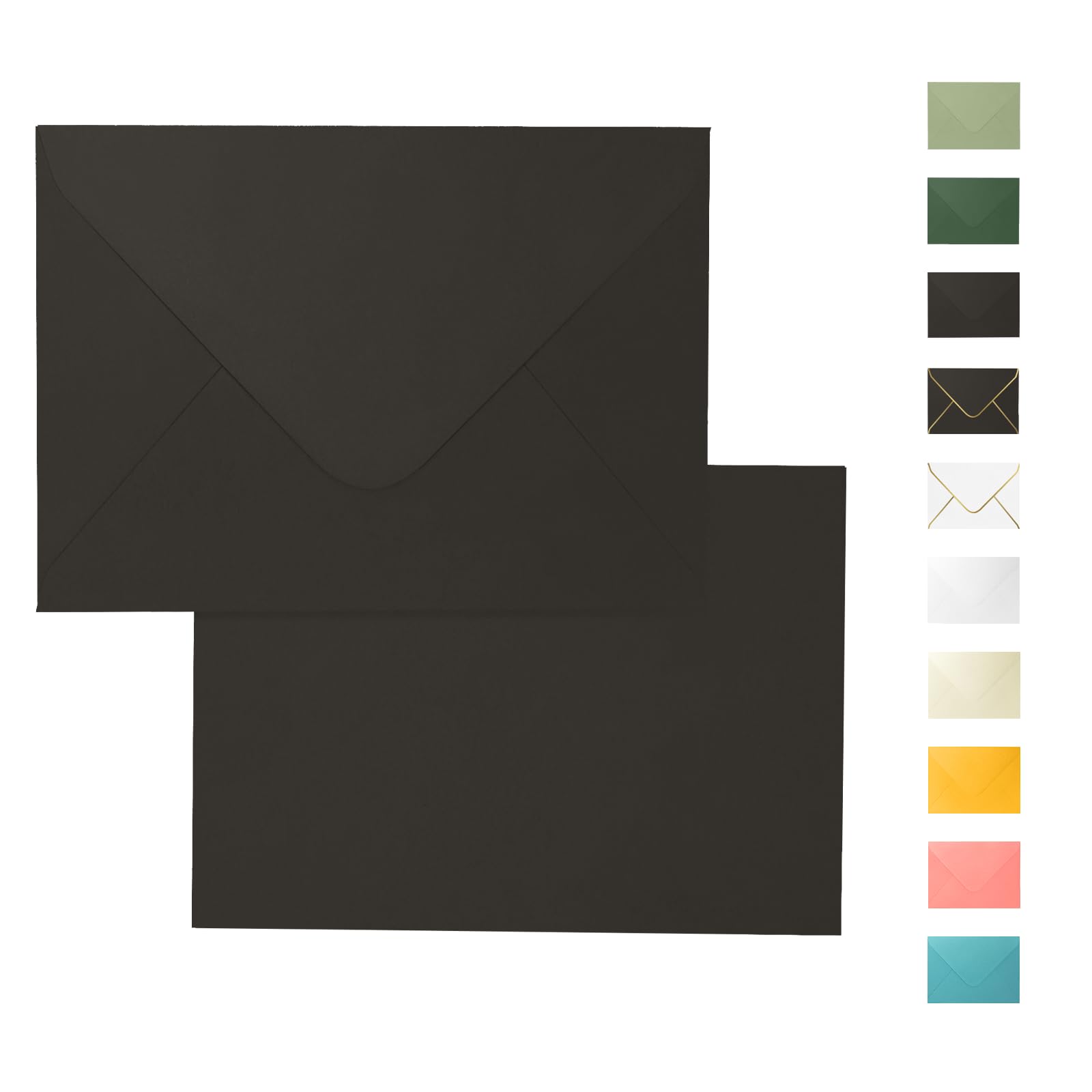 A7 Black Envelopes 100 Pack, Goefun Black Envelopes 5X7 For Invitation - V Flap Envelopes For 5X7 Greeting Cards, Graduation, Bi