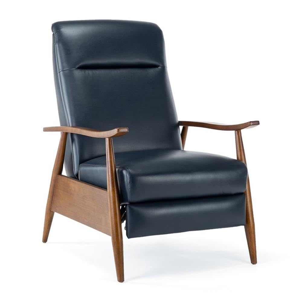 Comfort Pointe Solaris Midnight Blue Faux Leather Wooden Arm Push Back Recliner Chair