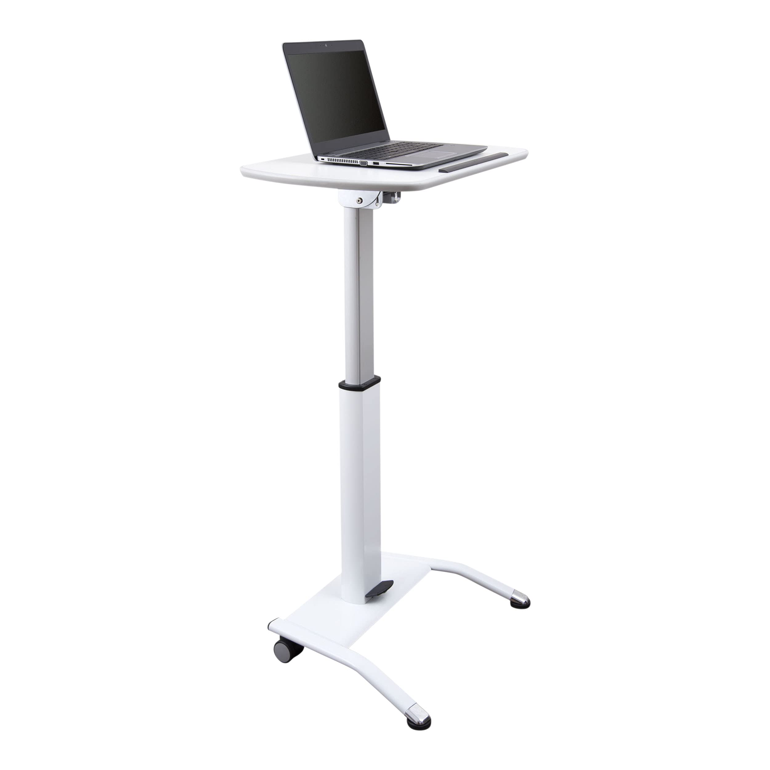Stand Up Desk Store Pneumatic Adjustable Height Tilting Laptop Lectern Speakers Podium (White, 25.5 Wide)