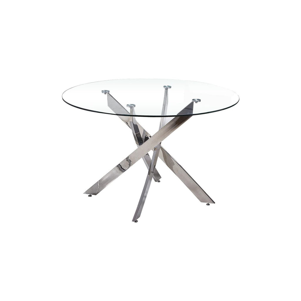 Best Master Furniture Mirage Glass Top Modern Dining Table Only, Clear