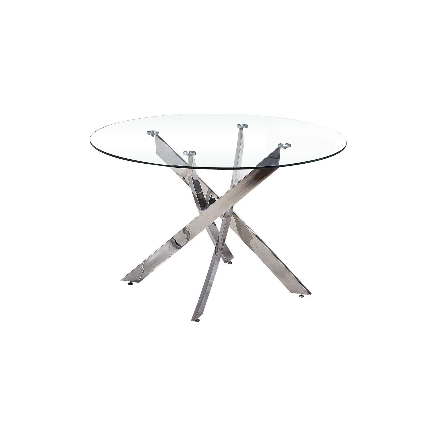 Best Master Furniture Mirage Glass Top Modern Dining Table Only, Clear