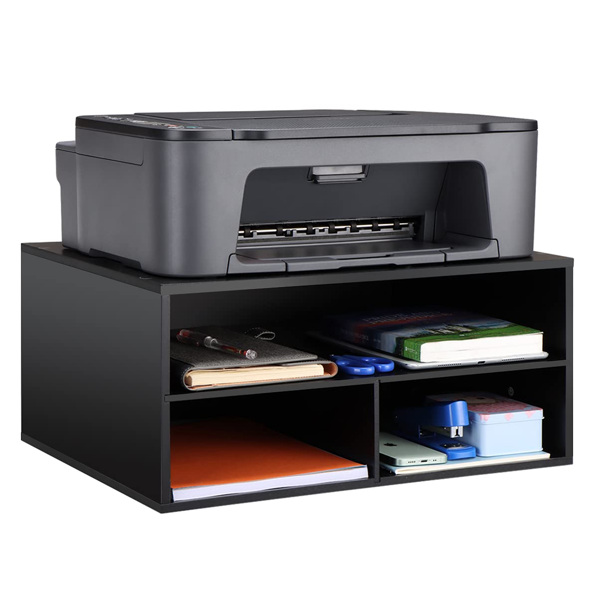 Emerit Printer Stand Shelf With Storage Wood Desk Paper Organzier For Home/Office,Printer Riser, 2 Tire