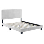 Modway Celine Channel Tufted Performance Velvet Full Platform Bed in Light Gray