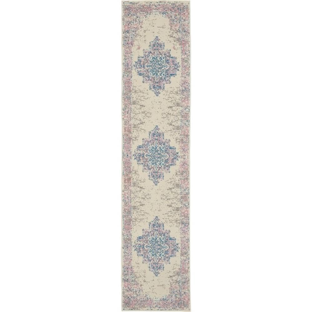 Nourison Grafix Traditional Ivory/Pink 22 x 12 Area -Rug, Easy -Cleaning, Non Shedding, Bed Room, Living Room, Dining Room, Ki