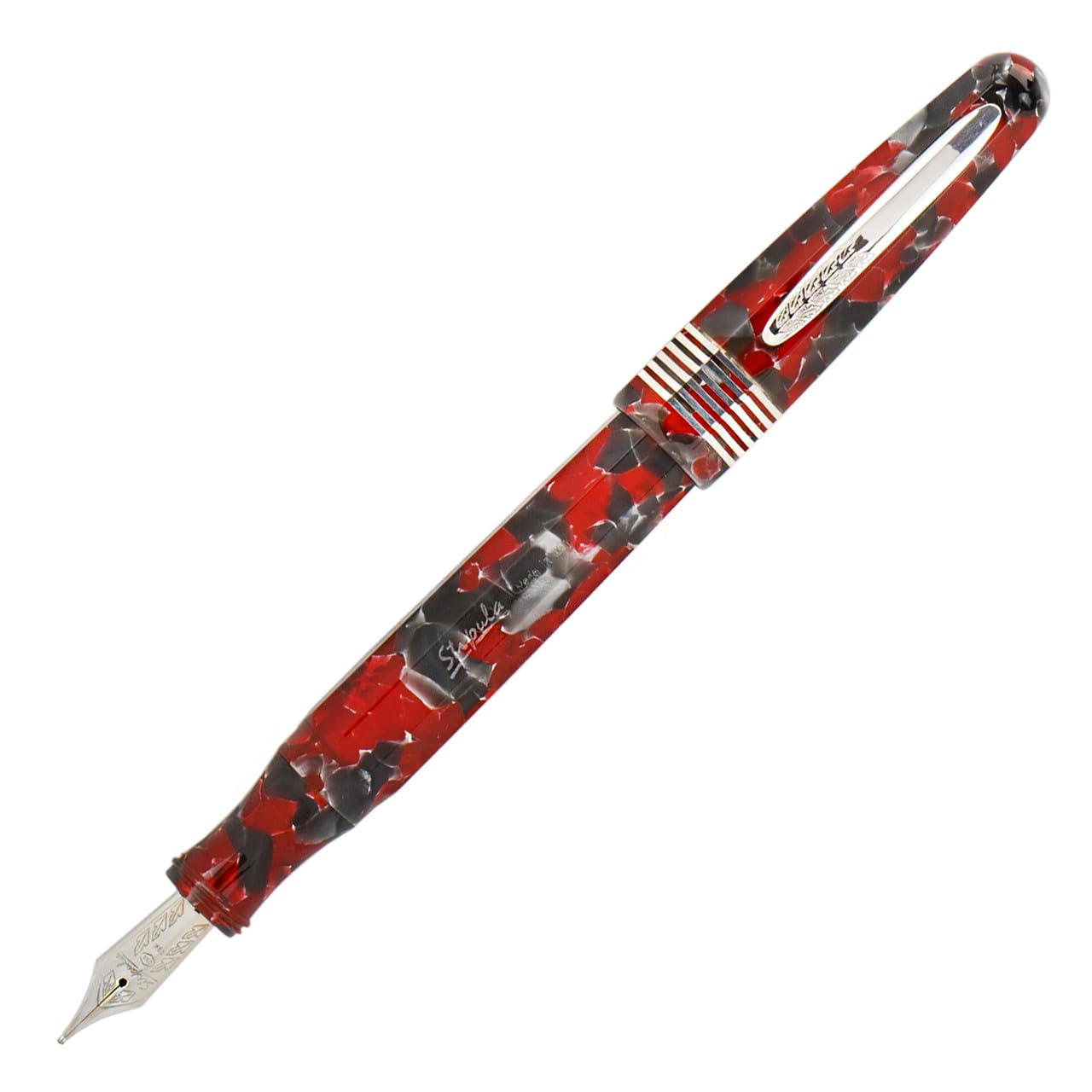 Stipula Etruria Faceted Limited Edition 88 Fountain Pen (Red Currant) - 18K 0.9 Mm Nib