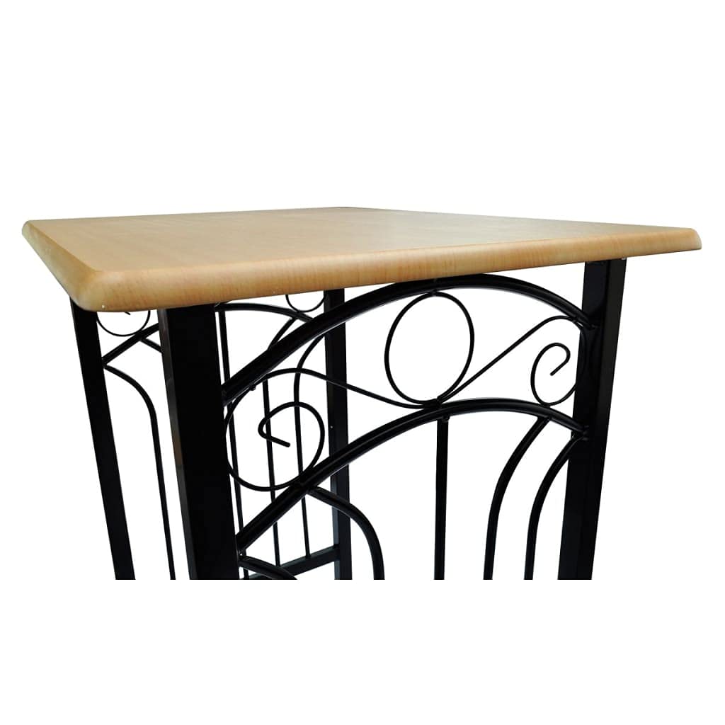 vidaXL Contemporary Breakfast/Dining Table Set with 2 High Chairs – Space-Saving Design with Sturdy Steel Frames, Easy-to-Clean MDF Surfaces – Tan Wood Finish