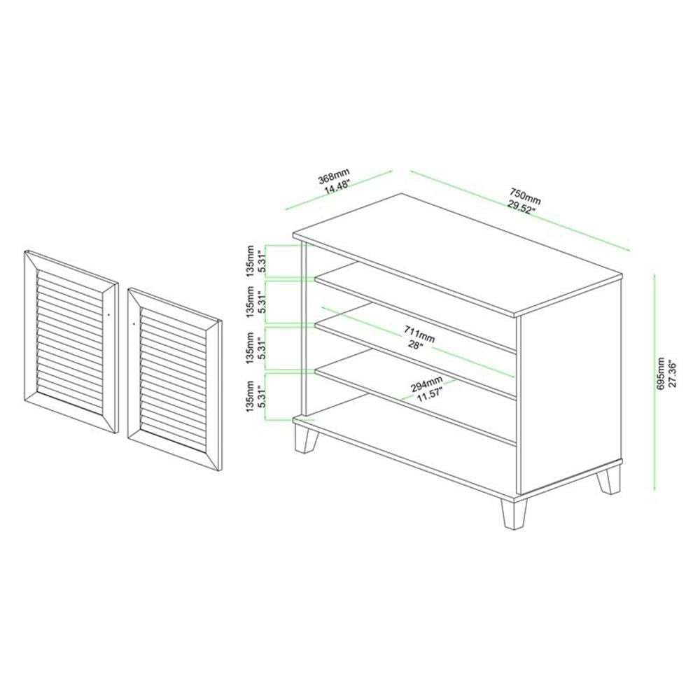 Baxton Studio Coolidge Modern and Contemporary Oak Brown Finished Wood 2-Door Shoe Storage Cabinet